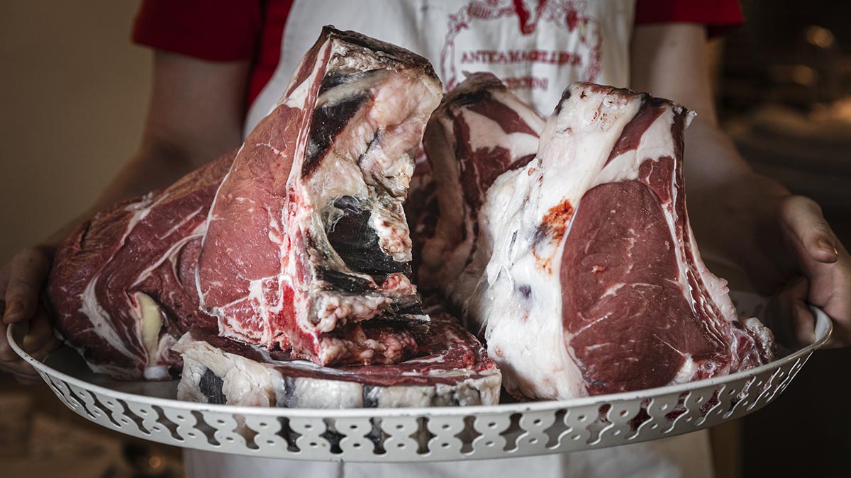 Costata Alla Fiorentina - Bone-In Rib Eye Steak. This cut comes from the upper part of the back, cut nice and thick.