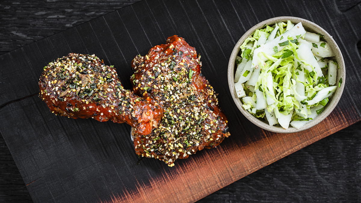 Fried Chicken with Gochujang Sauce & Slaw