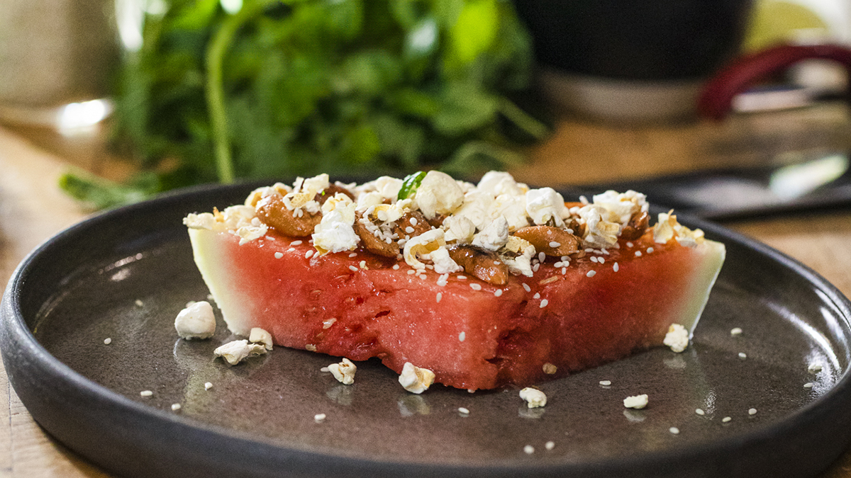 Peanut & Popcorn Watermelon Brûlée.