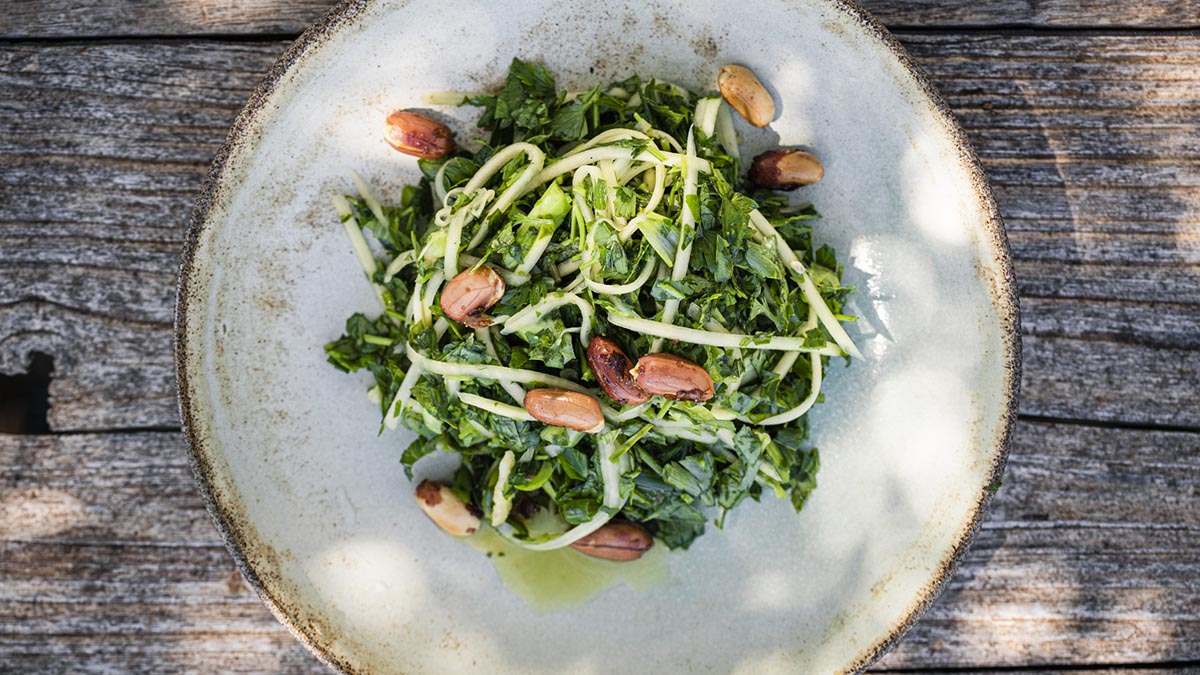 Papaya Tabbouleh with Caramelized Peanuts.