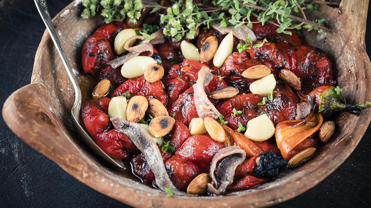 Red Pepper Salad with Almonds & Marjoram.