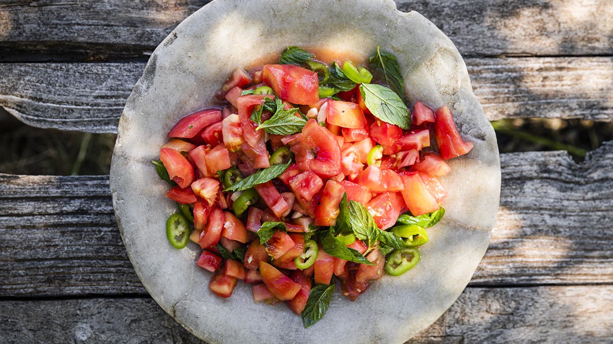 Tomato Salad with Mint & Chili.