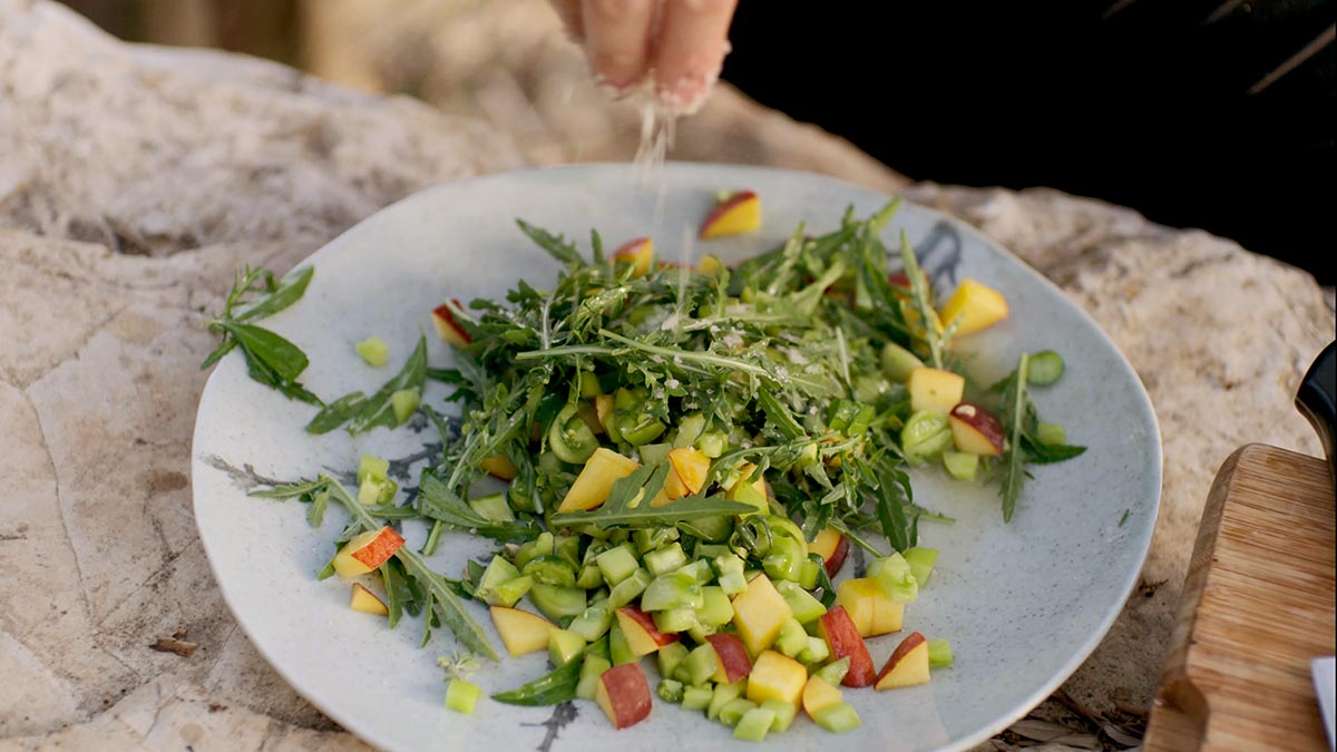 Green Tomato & Peach Salad