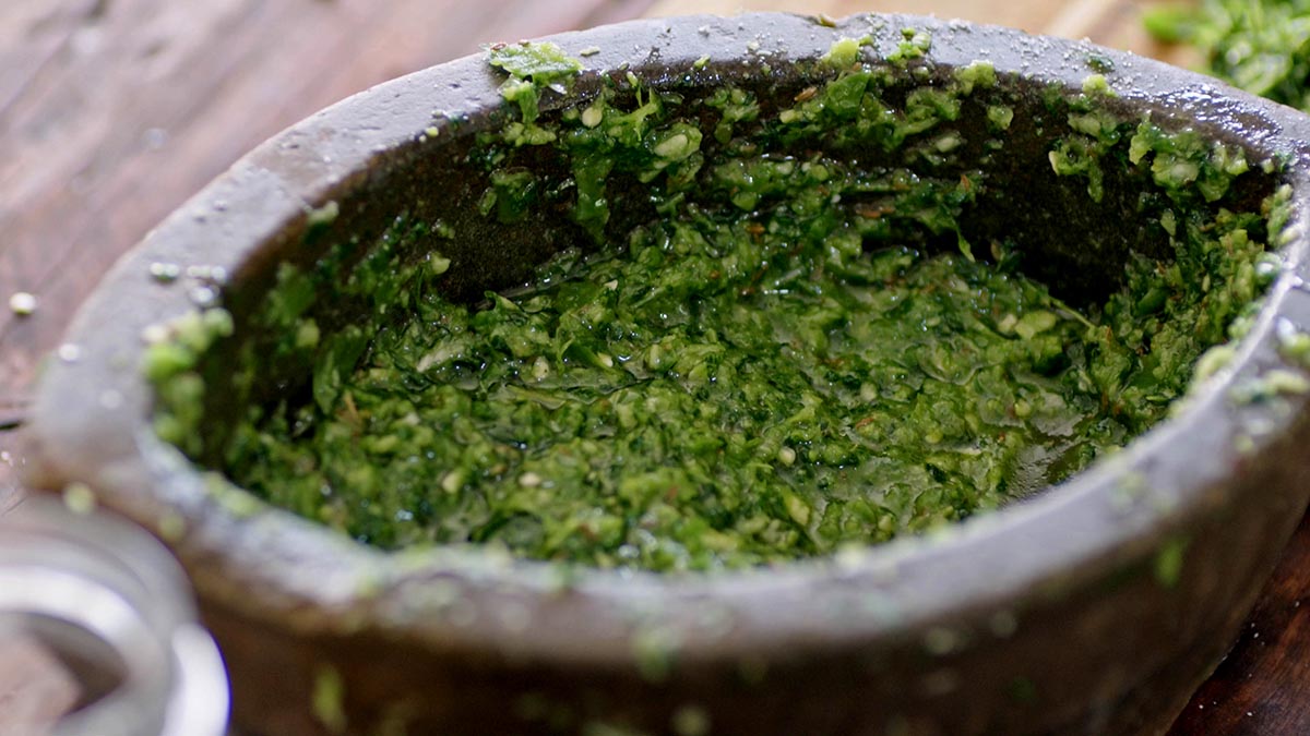 Schug Sauce. This delicious Yemenite green sauce can be easily made with a blend of herbs and spices. It’s wonderful served with warmed hummus, pita, falafel, or really any dish.