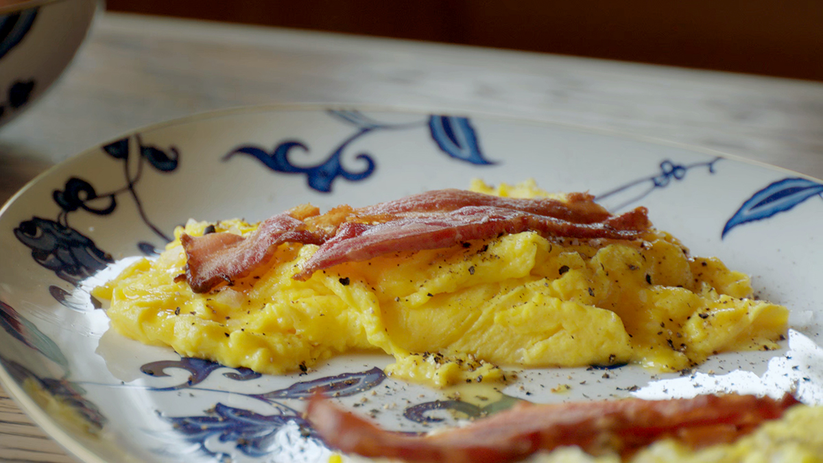 Classic Scrambled Eggs. Francis shows you how to make the classic style of scrambled eggs, complete with some crispy panceta on top.