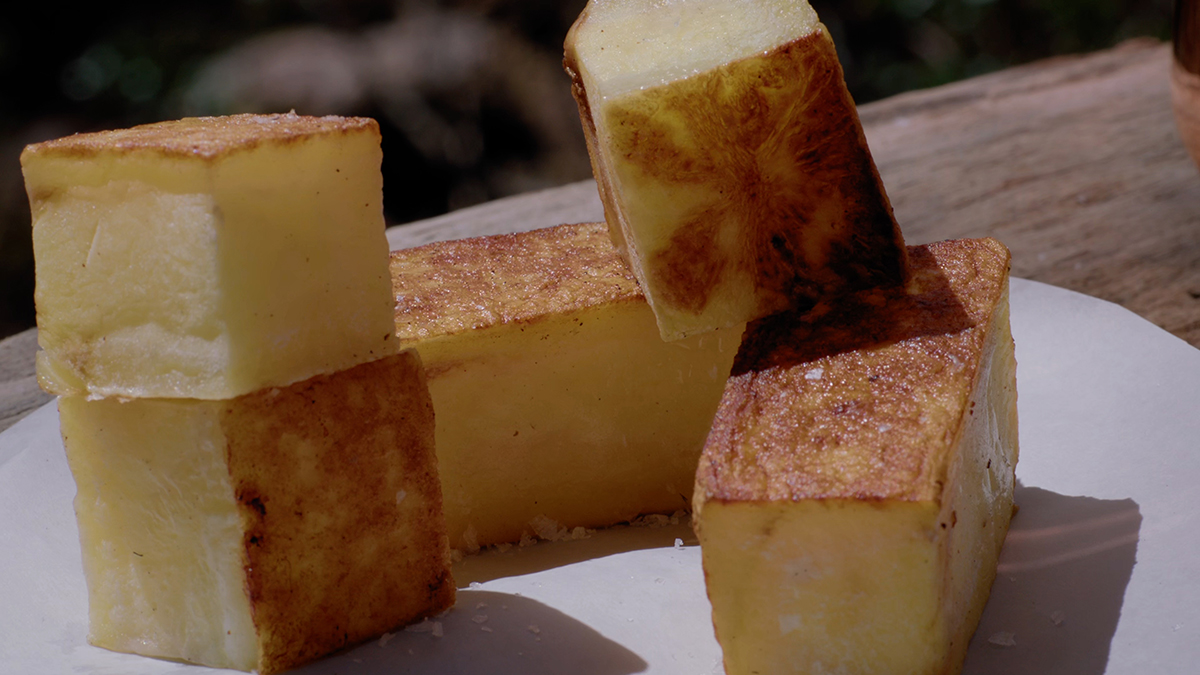 Cubed Potatoes. A wonderful riff on roasted potatoes, just be sure not to rinse potatoes because the starch is what will give them texture and color.