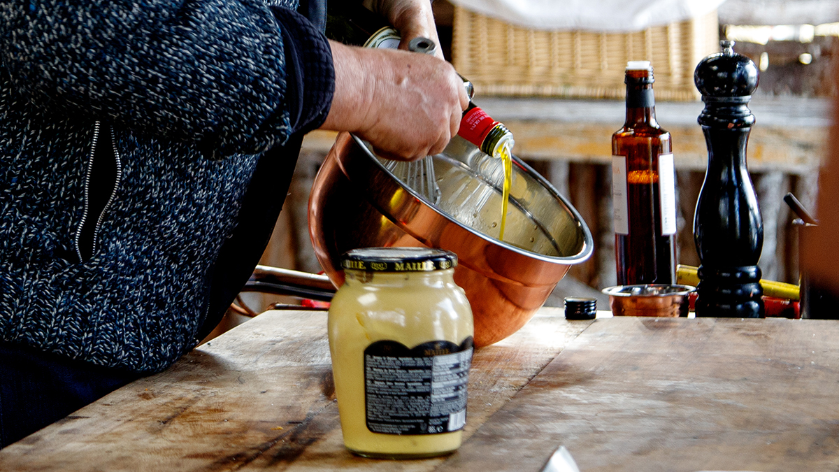 Mustard Vinaigrette. Create Francis’s creamy and tangy vinaigrette, which tops any roasted veg or acts as the perfect base for potato salad.