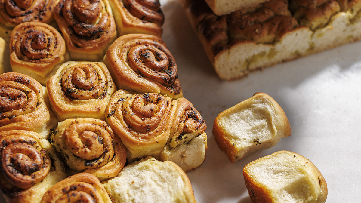 Pesto Twister Bread. Roll, twist, bake, and impress your friends and family with Jamie’s signature pesto twister bread.