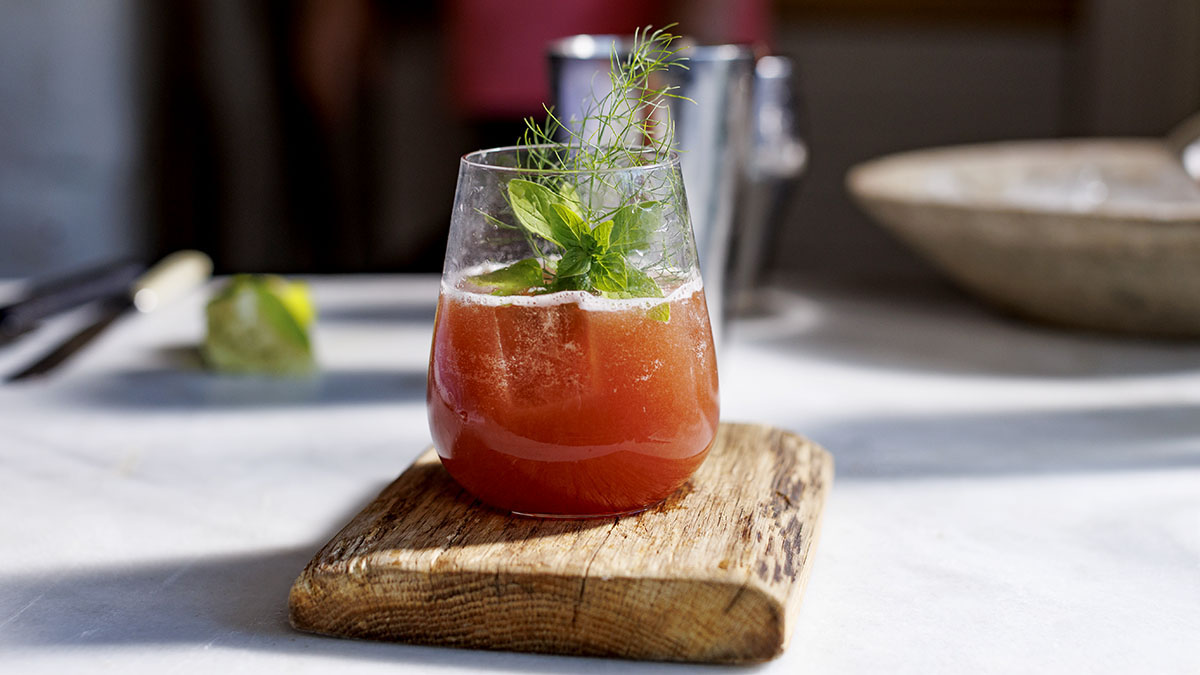 Strawberry Jam Margarita. Give your margarita a Jamie twist by using strawberry jam and fragrant fresh herbs. This refreshing cocktail goes well with a round of pizzas and a group of friends.