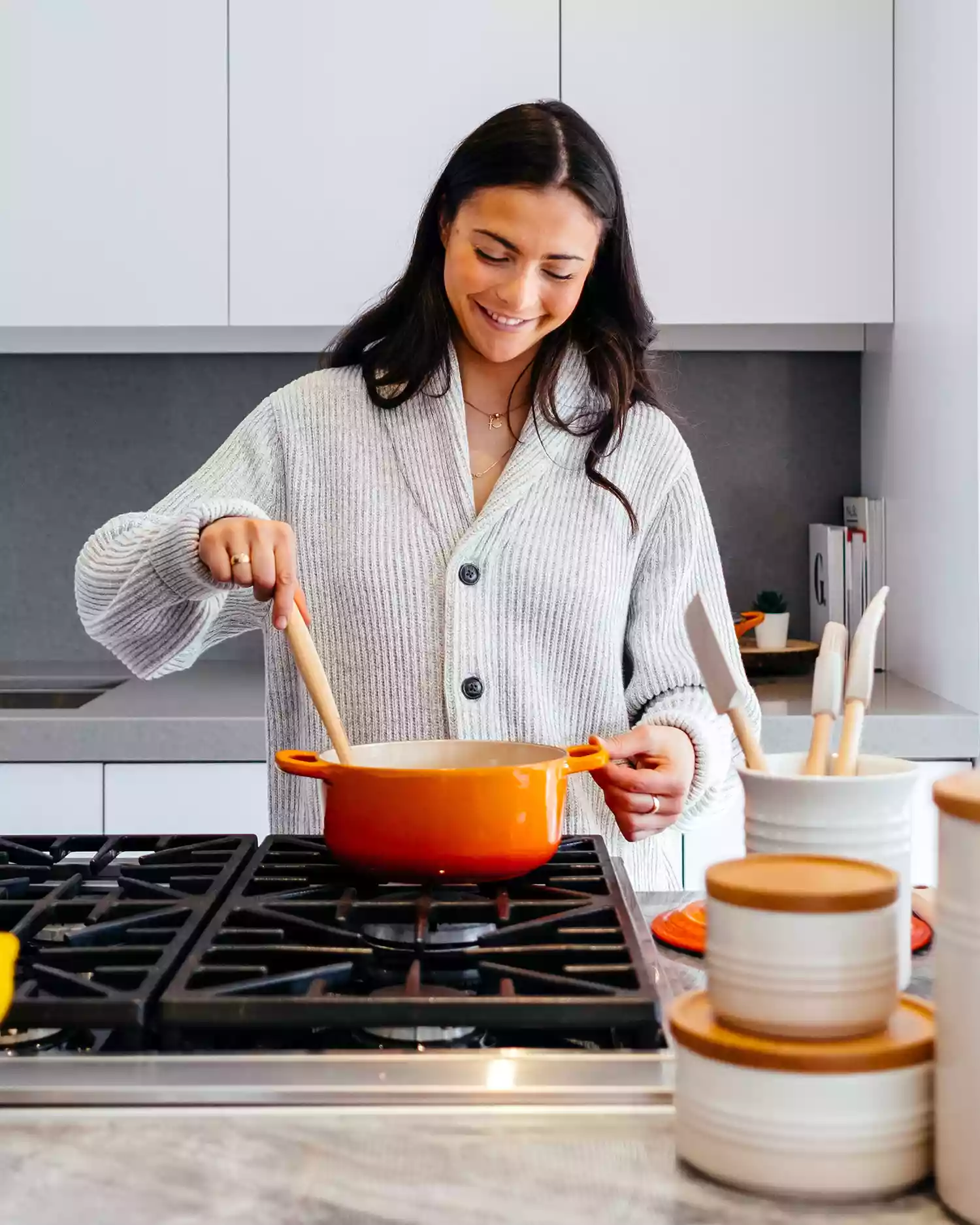 Women cooking in her kitchen