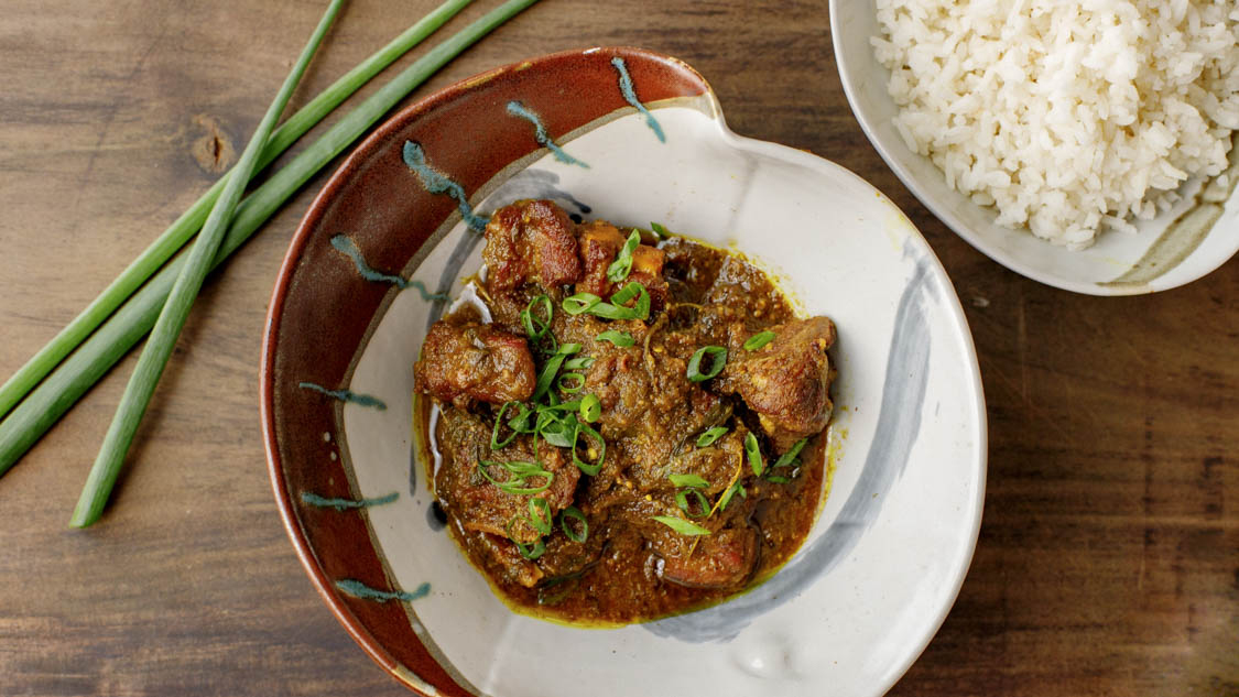 Curried Goat with GBD Potatoes.